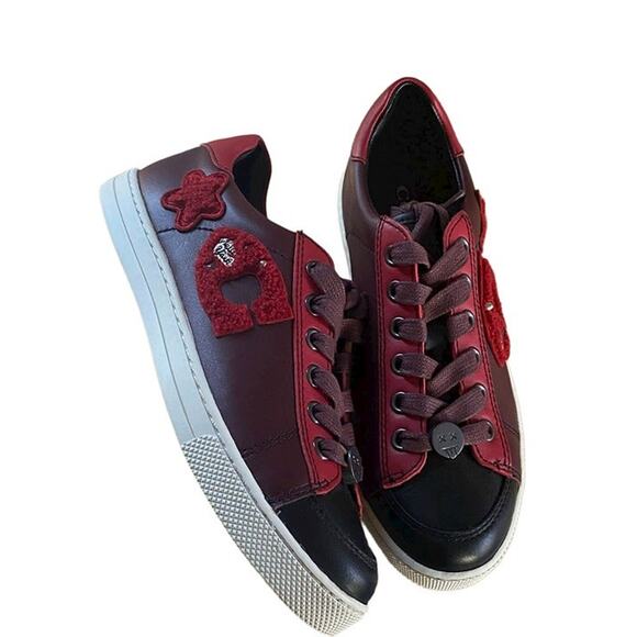 Coach CitySole Patchwork Red Star Patch Black Leather Sneaker Women's 5B Low Top - Picture 2 of 9